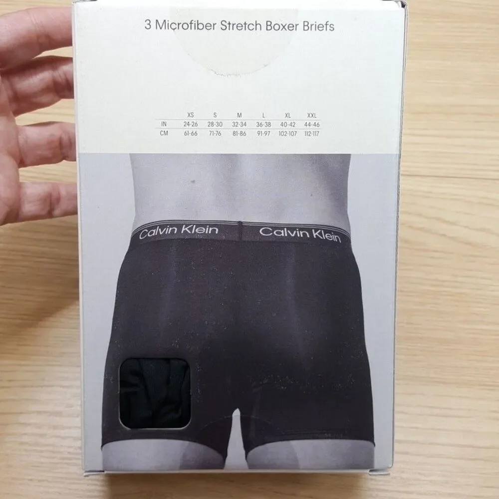 CALVIN KLEIN Boxer Briefs Mens Small Black 3-Pack Microfiber Stretch Logo